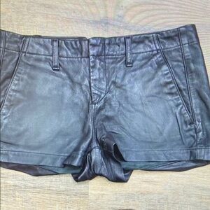 Women's Black Faux Leather Athletic Shorts